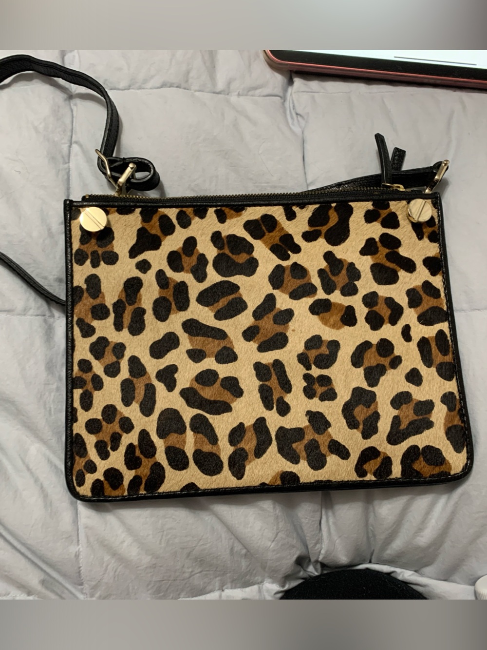 Talbots calfskin Leopard Print Crossbody bag purse old money quiet luxury